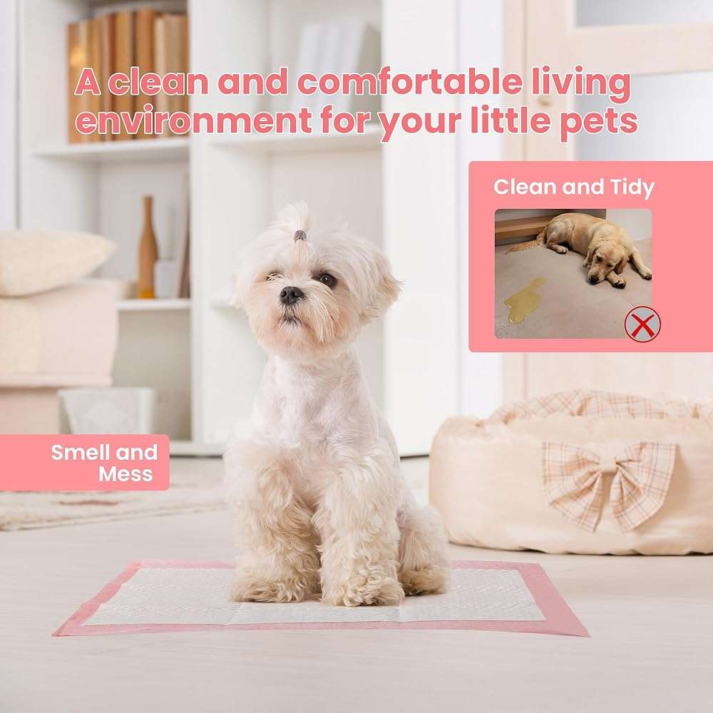 Pet Toilet Training Pads 100Count Disposable Puppy Pee Pads 18" x 13" for Dogs, Ultra Absorbent|Quick Dry|Leak-Proof Pet Potty Pads for Dog, Cat, Rabbits and Guinea Pigs (Pink) - Image 6