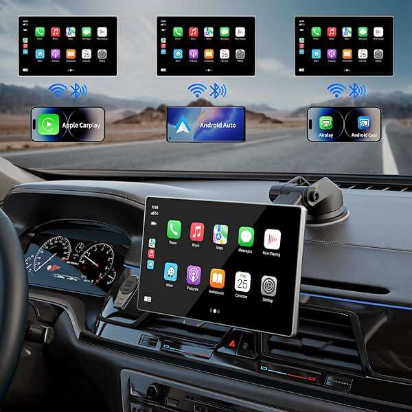 Madoec Portable Apple Carplay Screen for Car, 9" Wireless Apple Carplay & Android Auto,4K Dash Cam,1080p Backup Camera DVR,Car Audio Receivers GPS Navigation Mirror Link, Bluetooth,FM, Siri - Image 2