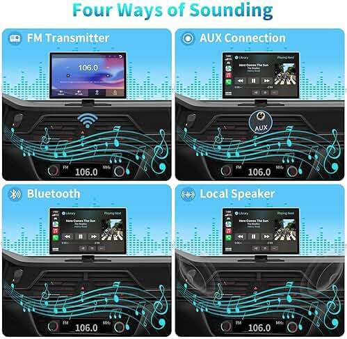 Madoec Portable Apple Carplay Screen for Car, 9" Wireless Apple Carplay & Android Auto,4K Dash Cam,1080p Backup Camera DVR,Car Audio Receivers GPS Navigation Mirror Link, Bluetooth,FM, Siri - Image 5