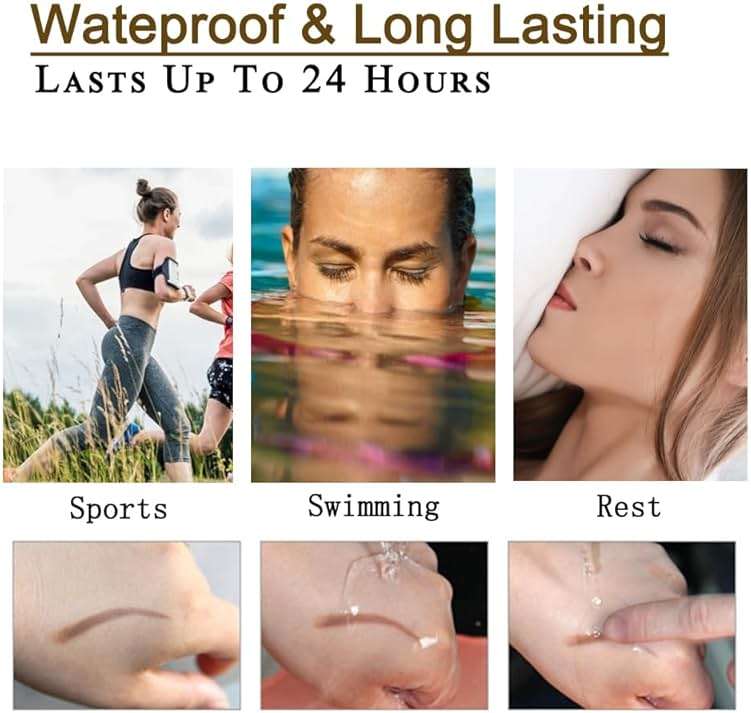 Waterproof Eyebrow Pen for Women - Microblading Tattoo Eye Brow Pencil, Long Lasting All Day, Creates Natural Looking (Black Brown - 2 PCS) - Image 4