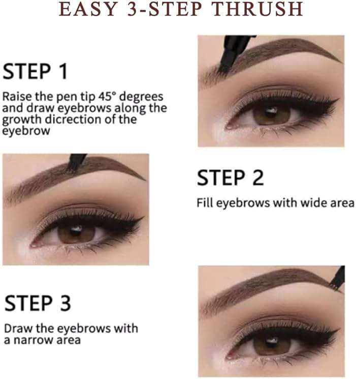 Waterproof Eyebrow Pen for Women - Microblading Tattoo Eye Brow Pencil, Long Lasting All Day, Creates Natural Looking (Black Brown - 2 PCS) - Image 5
