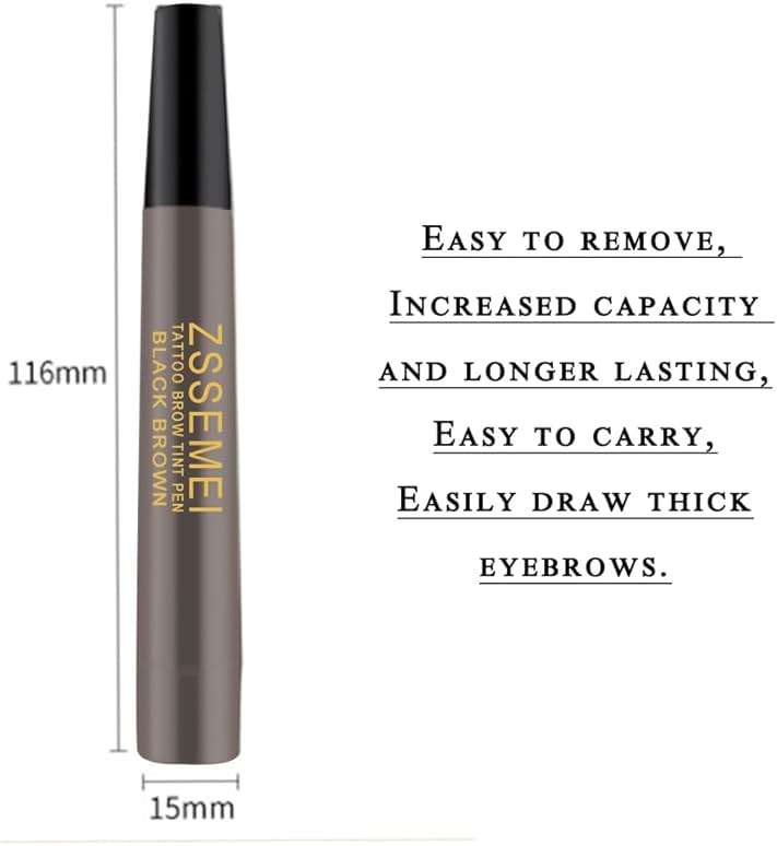 Waterproof Eyebrow Pen for Women - Microblading Tattoo Eye Brow Pencil, Long Lasting All Day, Creates Natural Looking (Black Brown - 2 PCS) - Image 7