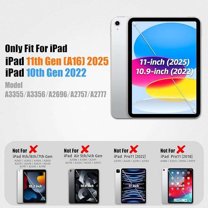 SEYMAC stock Case for iPad A16 11-inch Case 2025/ for iPad 11th/ 10th Generation 10.9'' 2022, Protective with Screen Protector, Pen Holder, Rotate Stand, Loop Nylon Hand Strap, Shoulder Strap, Black - Image 2