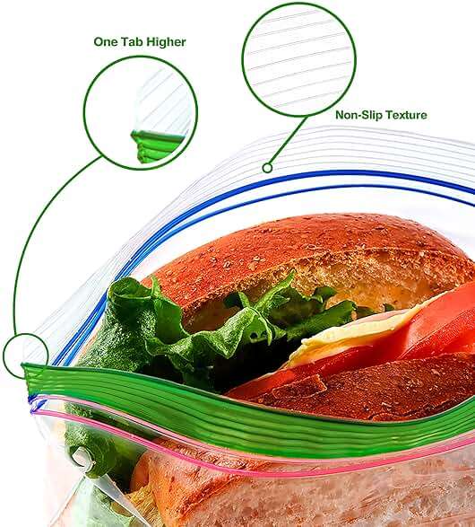 TYPLASTICS Sandwich and Snack Bags, Storage Bags for Food On the Go, Double Zipper for Freshness, Easy Open Design, Reclosable, 360 Count - Image 4
