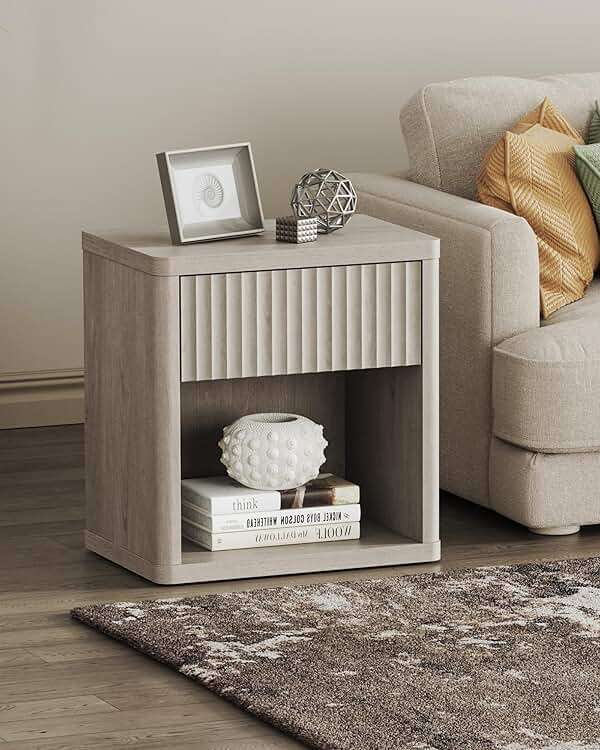 SICOTAS Night Stand Set of 2 Nightstands with Drawer Storage Fluted Bed Side Table End Table Large Modern Wide Bedside Stand Mid Century Night Stands for Bedroom Living Room Sofa Office, White Alder - Image 4