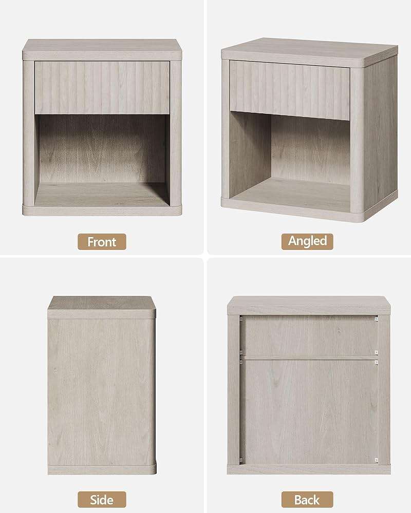SICOTAS Night Stand Set of 2 Nightstands with Drawer Storage Fluted Bed Side Table End Table Large Modern Wide Bedside Stand Mid Century Night Stands for Bedroom Living Room Sofa Office, White Alder - Image 8