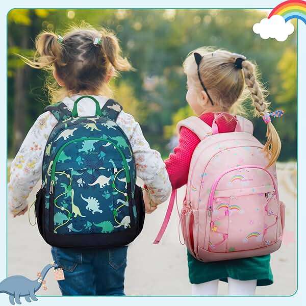 mommore Kids Backpack for Kindergarten Water Resistant Preschool Backpack Dinosaur Boys Bookbag Age 4-6 - Image 2