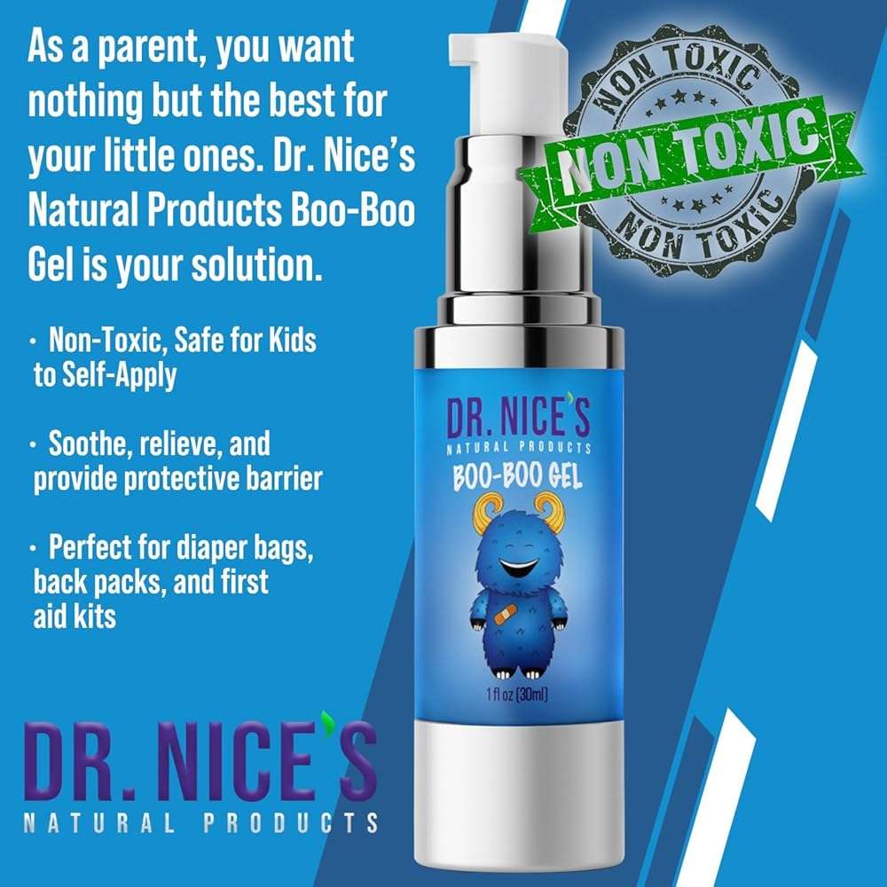 Boo Boo Gel for Kids by DR. NICE'S – First Aid Hydrogel for Cuts, Scrapes, Minor Burns, Blisters, Chafing & Skin Irritations, Cooling & Soothing Skin  Repair Gel, Made in USA, 01 fl oz - Image 3