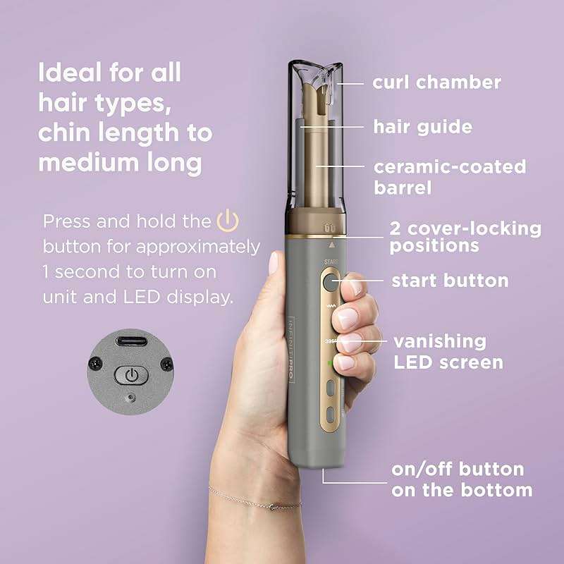 INFINITIPRO by CONAIR Curl Secret MINI Automatic Curling Iron - 1/2-inch Barrel - Cordless Hair Curler for All Hair Types and Short to Medium Hair Lengths - Image 3
