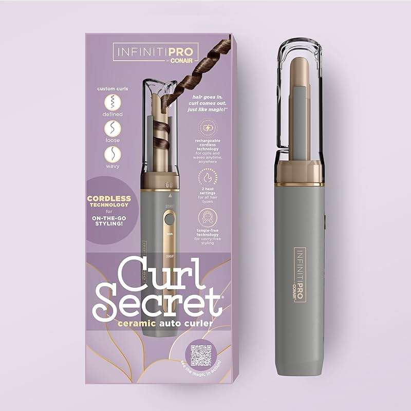 INFINITIPRO by CONAIR Curl Secret MINI Automatic Curling Iron - 1/2-inch Barrel - Cordless Hair Curler for All Hair Types and Short to Medium Hair Lengths - Image 7