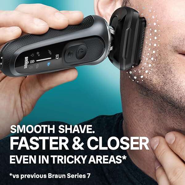 Braun Series 7 Electric Shaver for Men, Wet & Dry Foil Razor, 4-in-1 SmartCare Clean & Charge Center, Beard Trimmer Attachment, Stubble Attachment, Travel Case, Grey 7185cc - Image 7