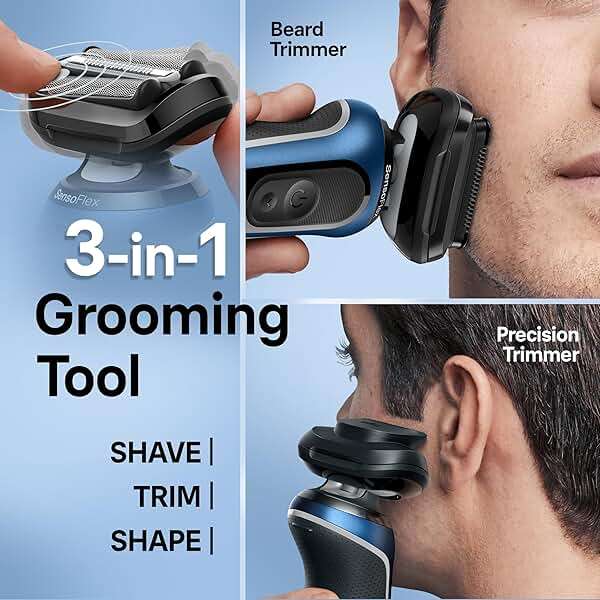 Braun Electric Shaver for Men, Series 6 6177cc, Wet & Dry Shave, Turbo & Gentle Shaving Modes, Foil Shaver, Blue - Image 7
