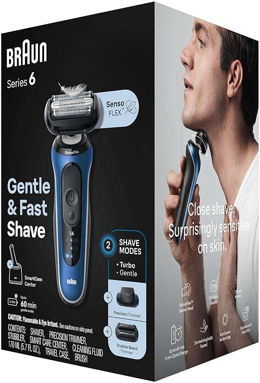 Braun Electric Shaver for Men, Series 6 6177cc, Wet & Dry Shave, Turbo & Gentle Shaving Modes, Foil Shaver, Blue - Image 11