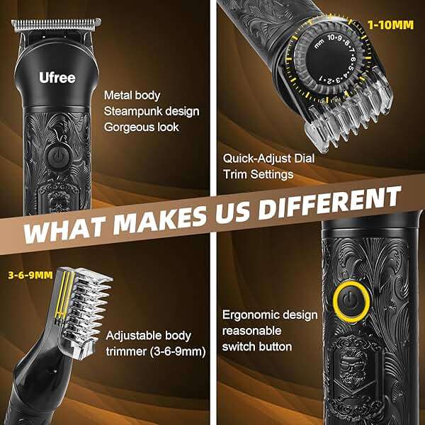 Ufree Beard Trimmer for Men, Electric Razor Shavers, Cordless Hair Clippers, 7 in 1 Beard Grooming Kit for Mustache, Body, Nose and Facial, Gifts for Men - Image 5