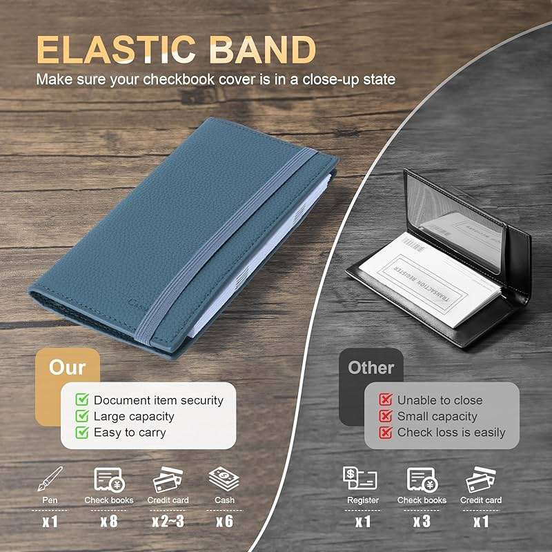 CASMONAL Checkbook Covers for Personal Checkbook Holder RFID Premium Vegan Leather Checkbook Cover for Duplicate Checks - Image 4