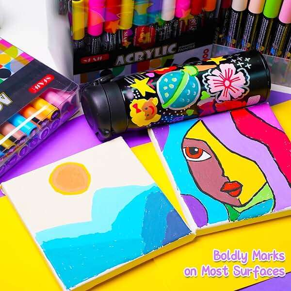 SFAIH Acrylic Creative Markers - 3mm Replaceable Nibs 36 Colors, Large Ink Capacity, Ultra-High Coverage, Non-Bleeding Water-Based Ink, Drawing Markers for Art Supplies, Wood, Fabric, Rock Painting - Image 3