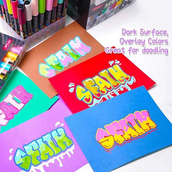 SFAIH Acrylic Creative Markers - 3mm Replaceable Nibs 36 Colors, Large Ink Capacity, Ultra-High Coverage, Non-Bleeding Water-Based Ink, Drawing Markers for Art Supplies, Wood, Fabric, Rock Painting - Image 6