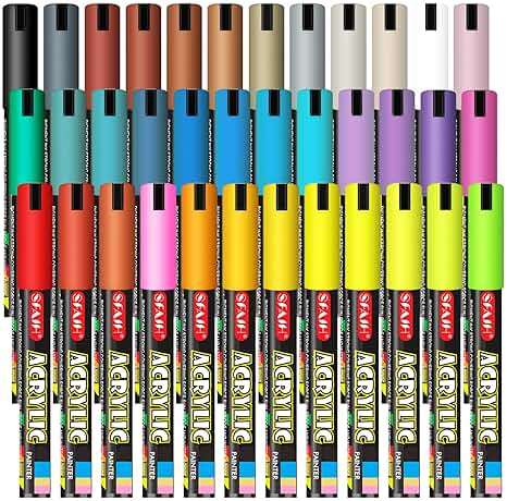 SFAIH Acrylic Creative Markers - 3mm Replaceable Nibs 36 Colors, Large Ink Capacity, Ultra-High Coverage, Non-Bleeding Water-Based Ink, Drawing Markers for Art Supplies, Wood, Fabric, Rock Painting - Image 8