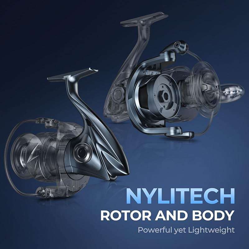 KastKing ReKon Saltwater Spinning Fishing Reel – Up to 55LBs Max Drag Big Game Fishing Reel - Innovative NyliTech Body- Water Resistant - MaxiDur 5+1+1 Corrosion-Resistance Bearing System - Image 4