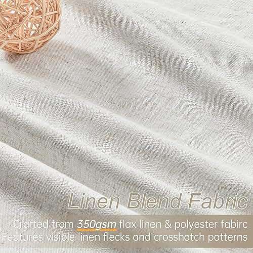 Topfinel Pinch Pleat Full Blackout Curtains & Drapes 84 Inch Length 2 Panels Set, Flax Linen Room Darkening Soundproof Curtains with Hooks Rings for Bedroom Living Room Track System, Beige Ivory Cream - Image 5