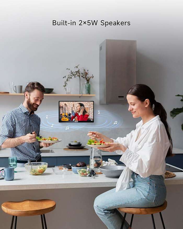 SYLVOX Kitchen TV, Small Smart TV for Kitchen, 15.6 inch 1080P Full HD Under Cabinet TVs, Google Smart Television with Voice Remote Control WiFi Bluetooth Chromecast 2 Speakers, Compact & Foldable - Image 8