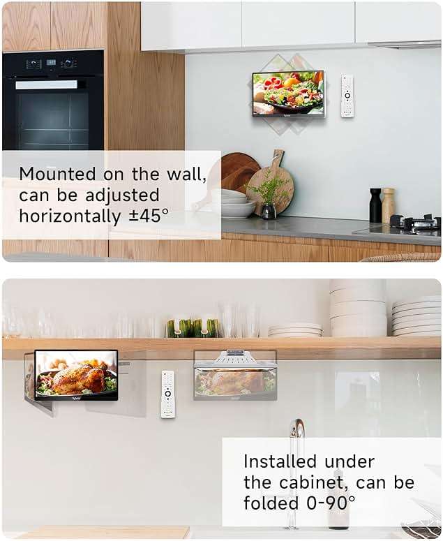 SYLVOX Kitchen TV, Small Smart TV for Kitchen, 15.6 inch 1080P Full HD Under Cabinet TVs, Google Smart Television with Voice Remote Control WiFi Bluetooth Chromecast 2 Speakers, Compact & Foldable - Image 9