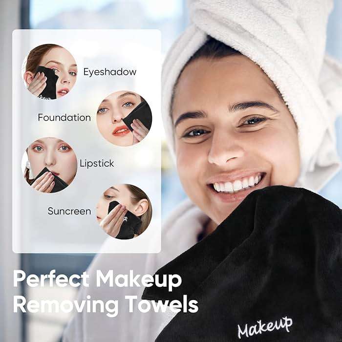 UNIMADE Makeup Remover Cloth, 12 Pack Black Facial Wash Cloths, Soft Coral Fleece Microfiber Towels for Face, Hand, and Bathroom(13" x 13") - Image 2