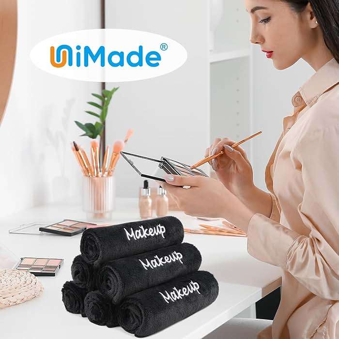 UNIMADE Makeup Remover Cloth, 12 Pack Black Facial Wash Cloths, Soft Coral Fleece Microfiber Towels for Face, Hand, and Bathroom(13" x 13") - Image 6