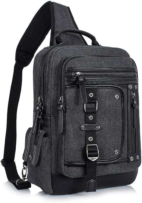 Schkleier Messenger Bag for Men Canvas Sling Bag Crossbody Backpack Laptop Shoulder Bag Hiking Daypacks Casual Tactical - Image 1