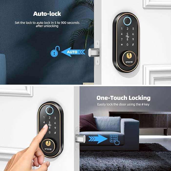 Smart Keyless Entry Door Lock - Fingerprint Electronic Deadbolt Touchscreen Keypad SMONET Biometric Digital Bluetooth Door Lock Smart Deadbolt Compatible with Alexa for Homes and Hotel - Image 8