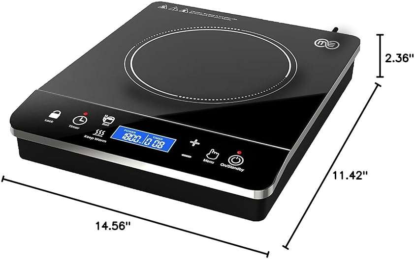 OMEO Portable Induction Cooktop Hot Plate Countertop Burner 1800 Watts Induction Burner with LCD Sensor Touch, LED Display, 10 Temperature Levels, Child Safety Lock, Auto Shutoff Function - Image 2
