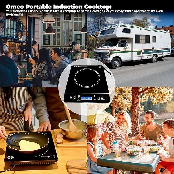 OMEO Portable Induction Cooktop Hot Plate Countertop Burner 1800 Watts Induction Burner with LCD Sensor Touch, LED Display, 10 Temperature Levels, Child Safety Lock, Auto Shutoff Function - Image 6