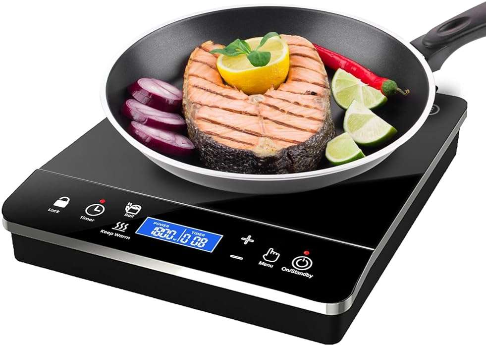 OMEO Portable Induction Cooktop Hot Plate Countertop Burner 1800 Watts Induction Burner with LCD Sensor Touch, LED Display, 10 Temperature Levels, Child Safety Lock, Auto Shutoff Function - Image 9