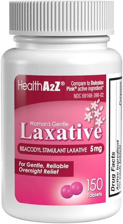 HealthA2Z® Woman's Gentle Laxative | Bisacodyl Stimulant Laxative 5mg | Constipation Relief | Gentle and Reliable | Overnight Relief (150 Tablets) - Image 1