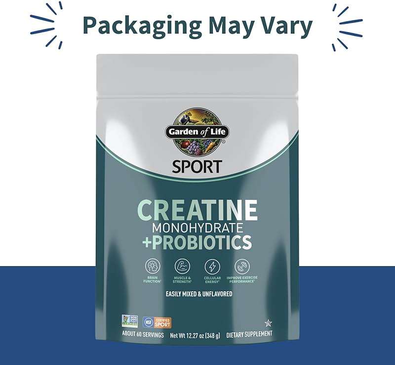 Creatine Monohydrate Powder for Women and Men by Garden of Life, Micronized Pre Workout with Probiotics for Muscle, Strength, Performance, Sport Amino Energy, About 60 Easy to Mix Unflavored Servings - Image 2