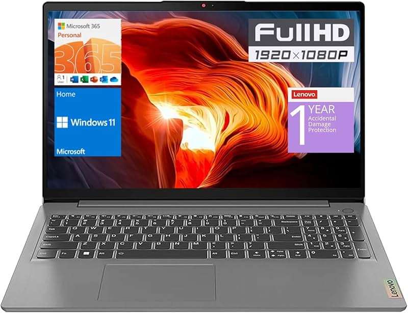 Lenovo IdeaPad 1 Laptop, 15.6” FHD Display, Intel Celeron N4500 Processor, 20GB RAM, 1TB SSD, SD Card Reader, Numeric Keypad, HDMI, Wi-Fi 6, Windows 11 Home, 1 Year Office 365, Grey - Image 1