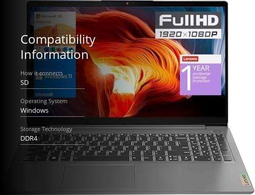 Lenovo IdeaPad 1 Laptop, 15.6” FHD Display, Intel Celeron N4500 Processor, 20GB RAM, 1TB SSD, SD Card Reader, Numeric Keypad, HDMI, Wi-Fi 6, Windows 11 Home, 1 Year Office 365, Grey - Image 2