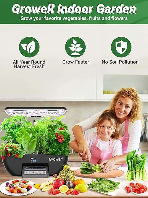 Growell Hydroponics Growing System Kit, 17 Pods Herb Garden with 102 28W Full-Spectrum Grow Lights & 2 Fans, Indoor Garden with Water Pump, 10L Water Tank, Auto Timer, Height Adjustable (Black & Grey) - Image 8
