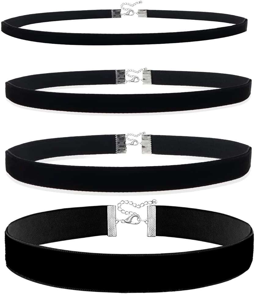 PINCHUAN 4PCS Black Choker for Women Black Lace Velvet Chocker Set Layered Classic Choker Necklace Velvet Collar Adjustable Gothic Chokers - Image 1