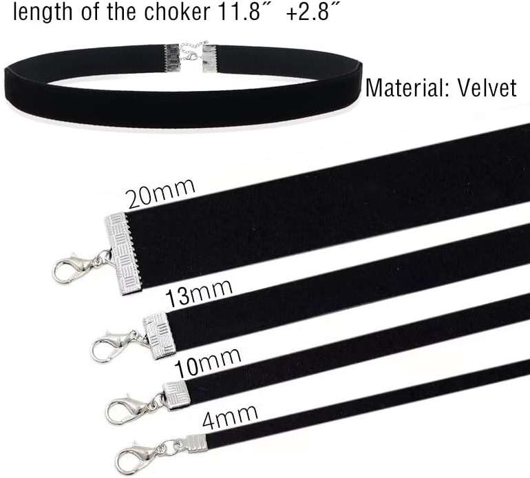 PINCHUAN 4PCS Black Choker for Women Black Lace Velvet Chocker Set Layered Classic Choker Necklace Velvet Collar Adjustable Gothic Chokers - Image 2