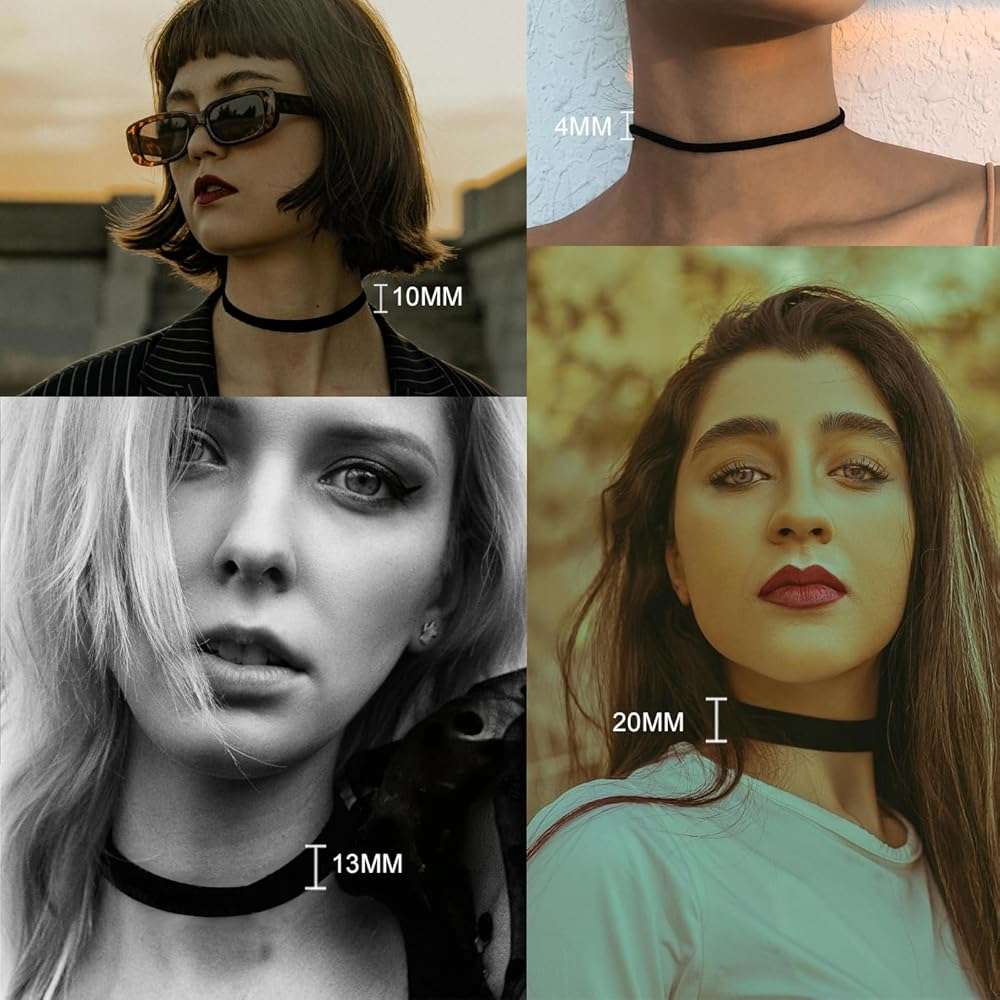 PINCHUAN 4PCS Black Choker for Women Black Lace Velvet Chocker Set Layered Classic Choker Necklace Velvet Collar Adjustable Gothic Chokers - Image 4
