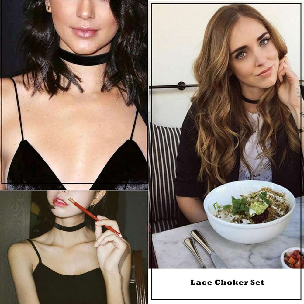 PINCHUAN 4PCS Black Choker for Women Black Lace Velvet Chocker Set Layered Classic Choker Necklace Velvet Collar Adjustable Gothic Chokers - Image 5