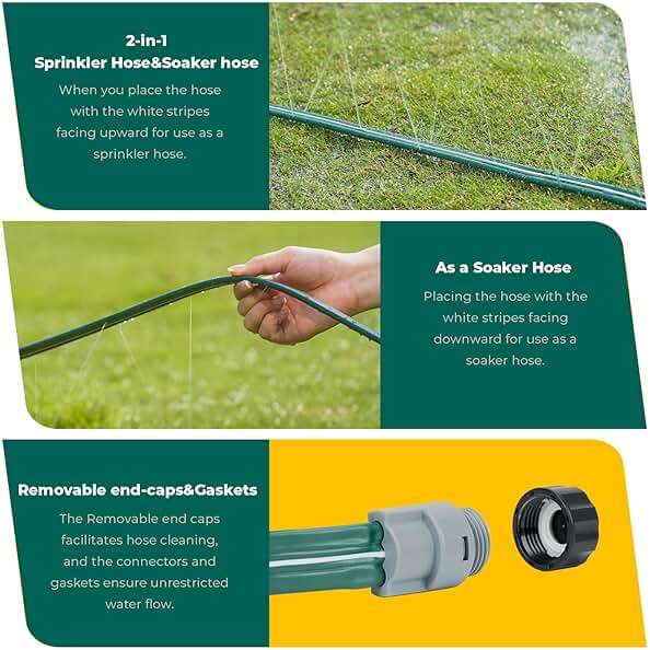 DXront Sprinkler Soaker Hose 50ft for Garden Lawn, Watering Pipe with Holes, High-Efficiency Water-Saving Garden Irrigation System, Drip Hose Sprinkler - Image 3