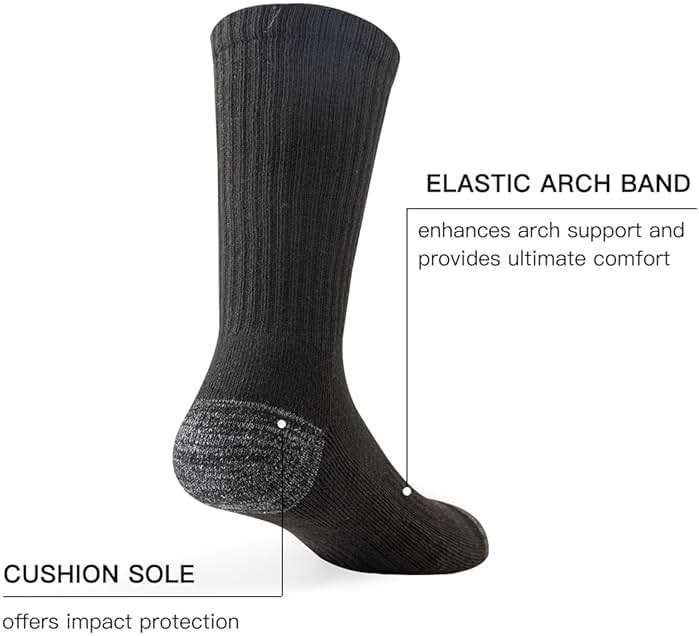 JOYNÉE 8 Pairs Mens Crew Cushion Socks Work Athletic Running Socks Casual Breathable Socks for Men,Sock Size:10-13 - Image 2