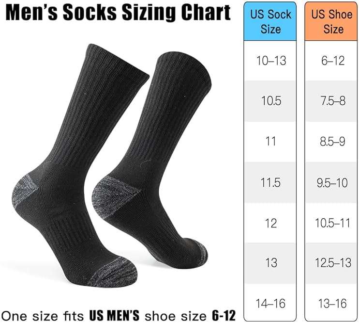 JOYNÉE 8 Pairs Mens Crew Cushion Socks Work Athletic Running Socks Casual Breathable Socks for Men,Sock Size:10-13 - Image 5
