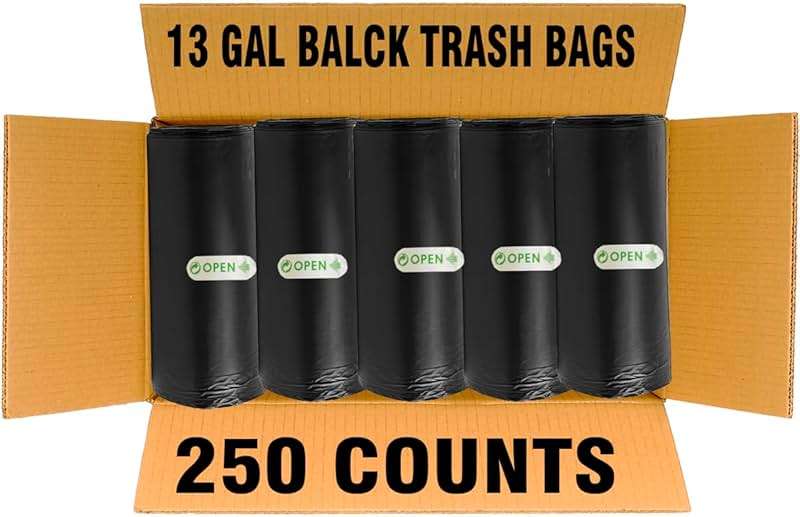 BEIDOU-PAC 13 Gallon Trash Bags, 250 Count Black Tall Kitchen Garbage bags, Multi-purpose Trash Can Bin Liners for Bathroom, Office, Industrial, Commercial, Janitorial, Municipal, Recycling - Image 5