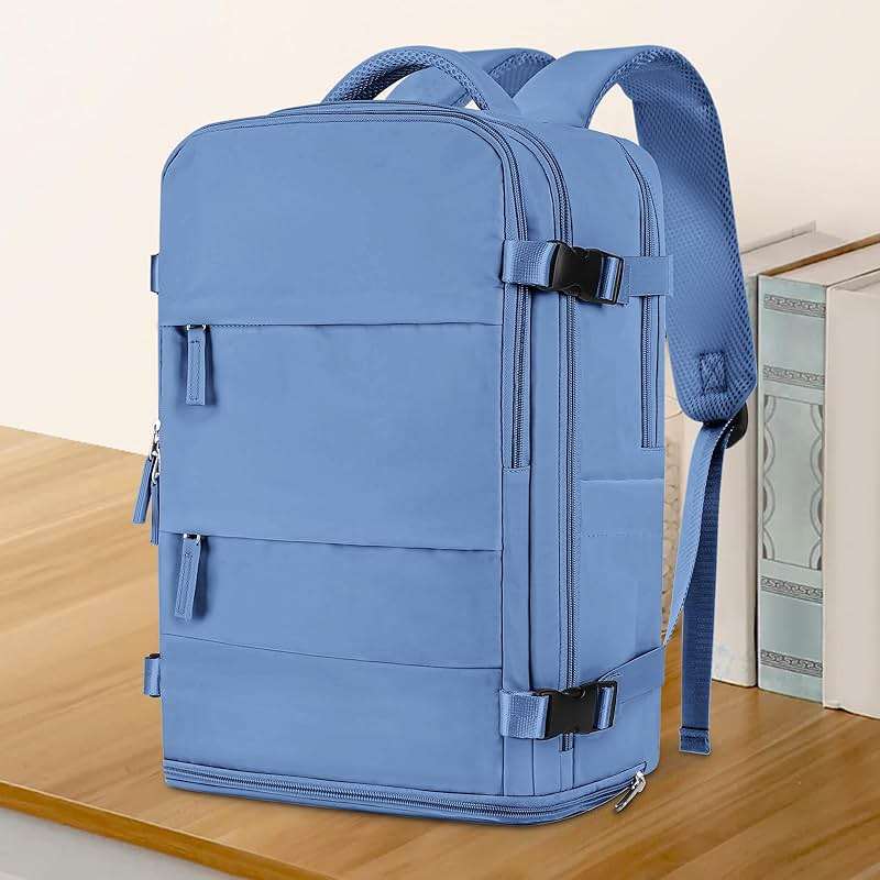 coowoz Travel Backpack for Women Men,Carry On Backpack,Hiking Backpacks Outdoor Sports Rucksack Casual Daypack Travel Essentials Sky Blue - Image 2