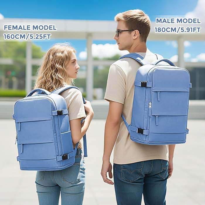 coowoz Travel Backpack for Women Men,Carry On Backpack,Hiking Backpacks Outdoor Sports Rucksack Casual Daypack Travel Essentials Sky Blue - Image 3