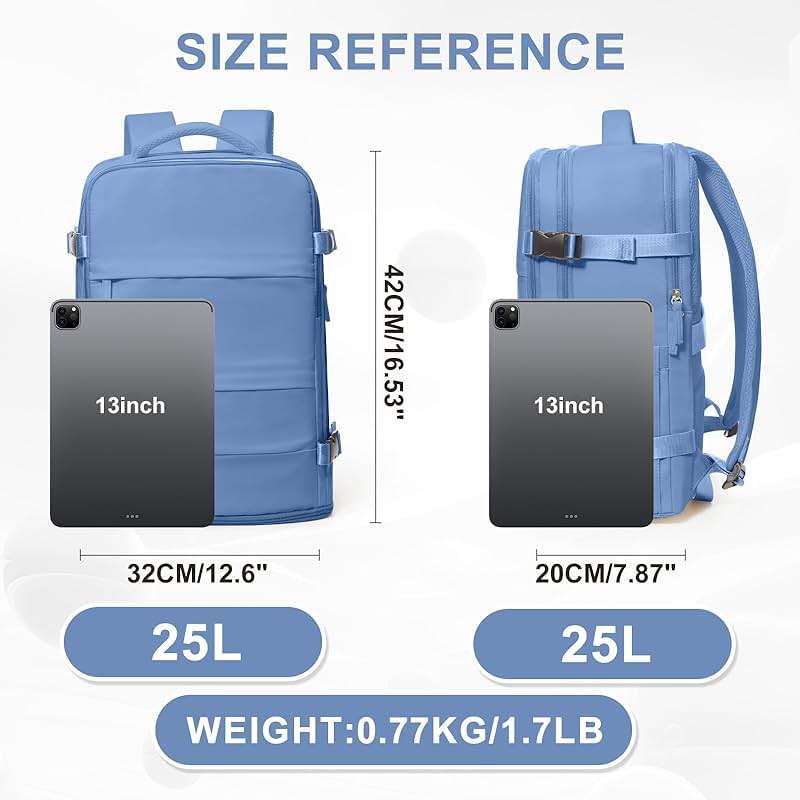 coowoz Travel Backpack for Women Men,Carry On Backpack,Hiking Backpacks Outdoor Sports Rucksack Casual Daypack Travel Essentials Sky Blue - Image 4