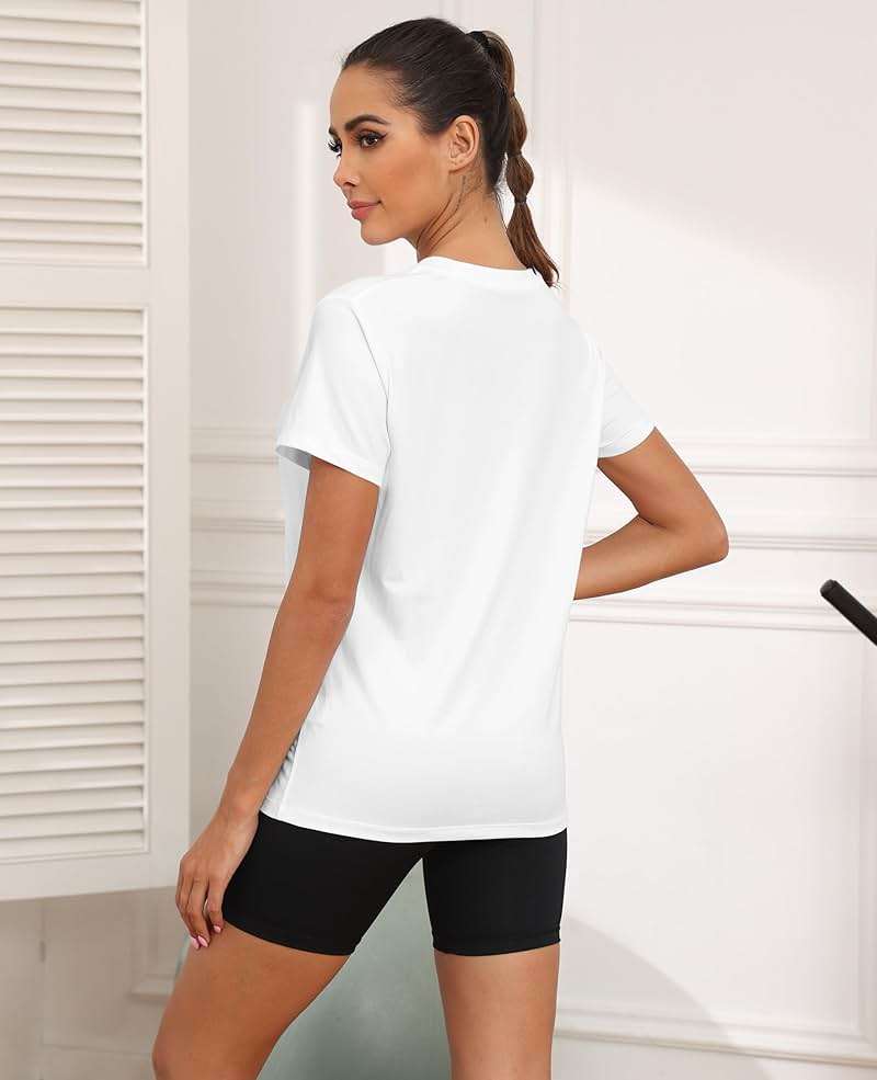 KevaMolly Workout Tops for Women UPF50+ Breathable Loose Fit Yoga T Shirts Short Sleeve Running Gym Athletic Tee Top - Image 4